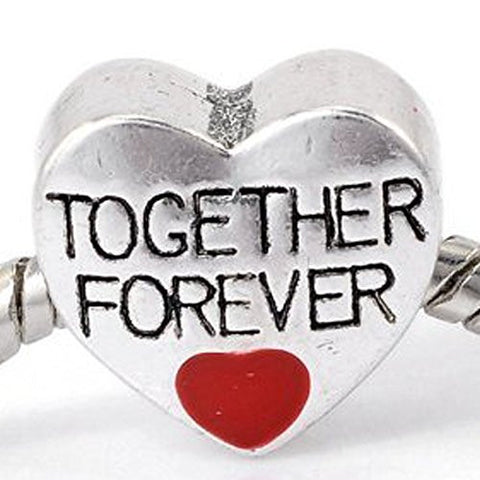 Together Forever on Heart European Bead Compatible for Most European Snake Chain Bracelet - Sexy Sparkles Fashion Jewelry - 1