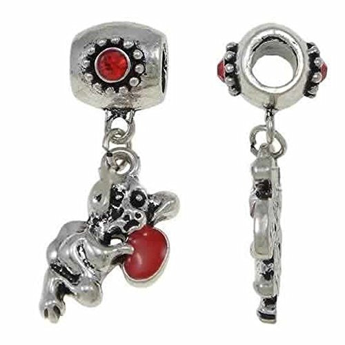 Cute Dangle Cupid with a Little Red Heart Dangle European Bead Compatible for Most European Snake Chain Bracelet - Sexy Sparkles Fashion Jewelry - 1