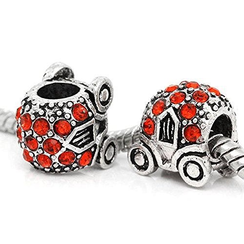 Cinderella's Pumpkin Carriage Charm W/crystals Bead For Snake Chain Bracelet - Sexy Sparkles Fashion Jewelry - 1