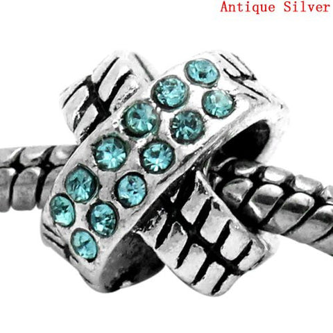 X Design W/december Blue Birthstone  Crystals Charm European Bead Compatible for Most European Snake Chain Bracelet - Sexy Sparkles Fashion Jewelry - 2