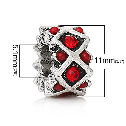 Red Rhinestone European Bead Compatible for Most European Snake Chain Charm Bracelet - Sexy Sparkles Fashion Jewelry - 3