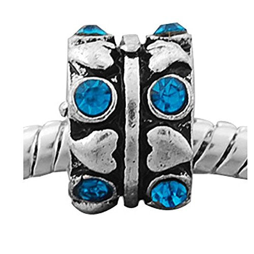 March Birthstone Hearts Charm European Bead Compatible for Most European Snake Chain Bracelet - Sexy Sparkles Fashion Jewelry - 1