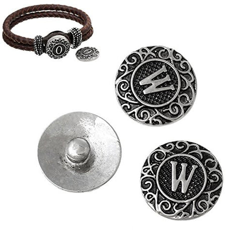 Alphabet Letter W Chunk Snap Button or Pendant Fits Snaps Chunk Bracelet - Sexy Sparkles Fashion Jewelry - 2