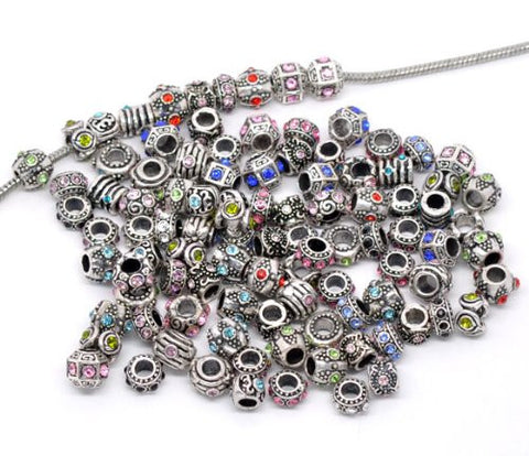 Ten Assorted Crystal Rhinestone Bead Charm Spacers - Sexy Sparkles Fashion Jewelry - 2