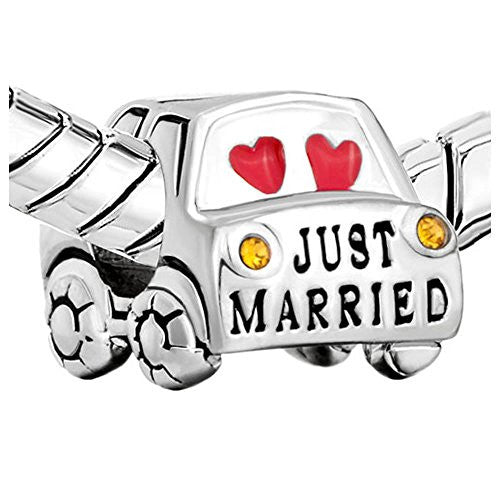 Just Married Charm Bead for Bracelet - Sexy Sparkles Fashion Jewelry - 1