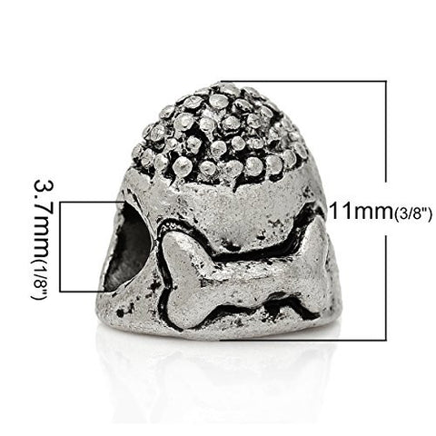 Dog Bowl W/ Carved Bone Bead Compatible for Most European Snake Chain Bracelet - Sexy Sparkles Fashion Jewelry - 3