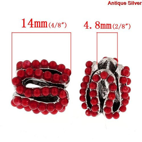 S Pattern Charm Bead with Red Acrylic Balls For Snake Chain Bracelet - Sexy Sparkles Fashion Jewelry - 3