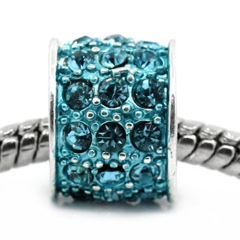 Blue Sparkly Charm w/ Rhinestones for Snake Chain Charm Bracelets - Sexy Sparkles Fashion Jewelry - 4