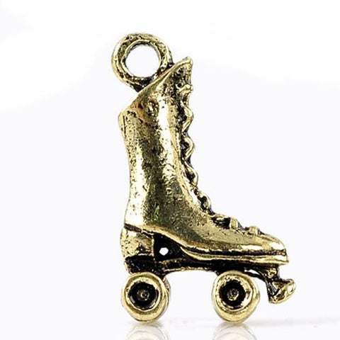 Antique Bronze Roller Skates Charm Pendant for Necklace - Sexy Sparkles Fashion Jewelry - 1
