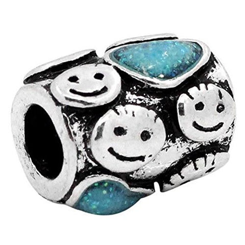 I Love All My Kids W/turquoise Glitter Hearts Bead Charm Spacer For Snake Chain Charm Bracelet - Sexy Sparkles Fashion Jewelry - 1