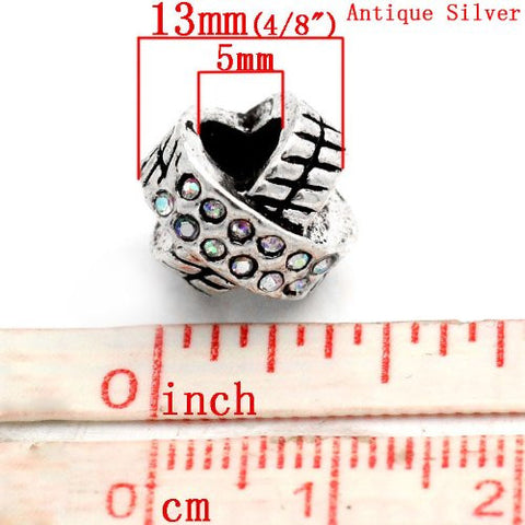 X Design Aurora Borealis Ab Iridescent  Crystals European Bead Compatible for Most European Snake Chain Charm Bracelet - Sexy Sparkles Fashion Jewelry - 3