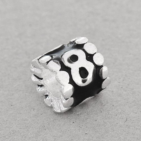 Black Enamel Number Charm Bead  "8" European Bead Compatible for Most European Snake Chain Charm Bracelets - Sexy Sparkles Fashion Jewelry - 2