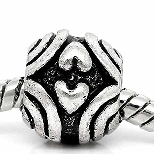 Upside Down Heart Pattern on Bead Charm For Snake Charm Bracelet - Sexy Sparkles Fashion Jewelry - 1