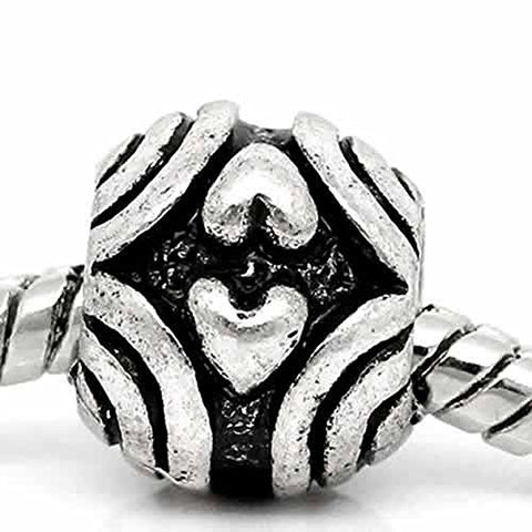 Upside Down Heart Pattern on Bead Charm For Snake Charm Bracelet - Sexy Sparkles Fashion Jewelry - 1