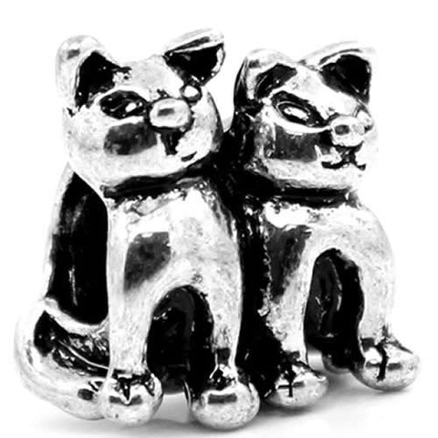 Twin Cats Charm Spacer For Snake Chain Charm Bracelet - Sexy Sparkles Fashion Jewelry - 2