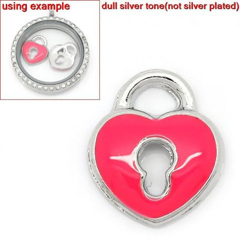 Heart with Key Opening Floating Charms For Glass Living Memory Lockets - Sexy Sparkles Fashion Jewelry - 2