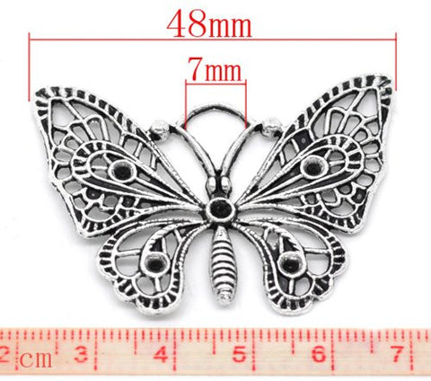 Silver Tone Butterfly Pendant for Necklace - Sexy Sparkles Fashion Jewelry - 3