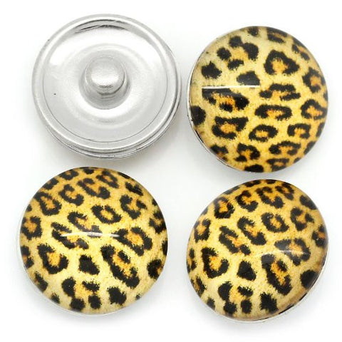 Leopard Print Design Glass Chunk Charm Button Fits Chunk Bracelet - Sexy Sparkles Fashion Jewelry - 3