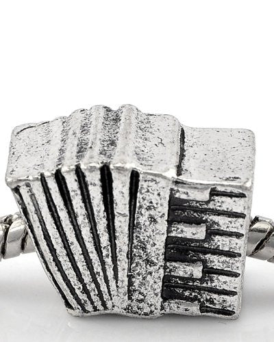 Music Instrument Accordion Charm Spacer European Bead Compatible for Most European Snake Chain Bracelet - Sexy Sparkles Fashion Jewelry - 1