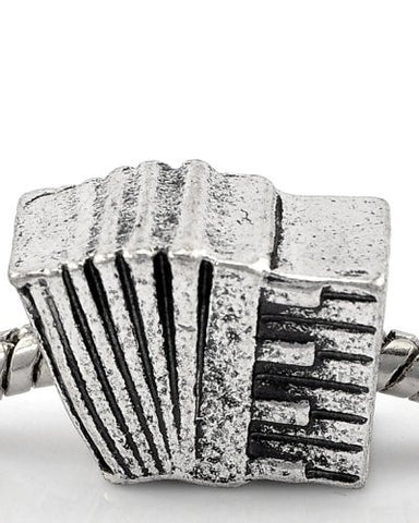 Music Instrument Accordion Charm Spacer European Bead Compatible for Most European Snake Chain Bracelet - Sexy Sparkles Fashion Jewelry - 1