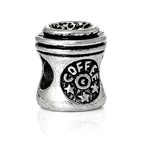 Coffee Cup With Stars Bead Compatible for Most European Snake Chain Bracelet