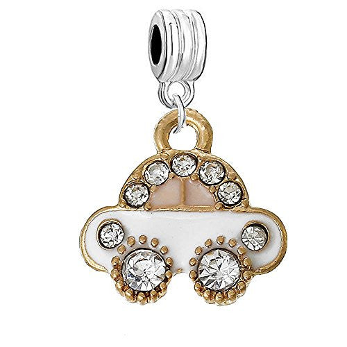 Car with Clear  Crystals Bead Compatible for Most European Snake Chain Bracelet - Sexy Sparkles Fashion Jewelry