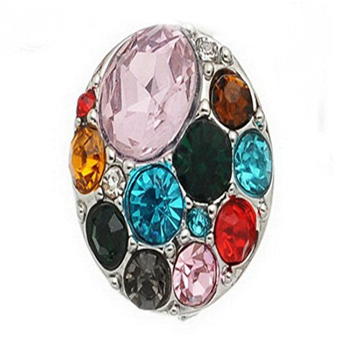 Multi  Chunk Snap Button or Pendant w/  Crystals Fits Snaps Chunk Bracelet