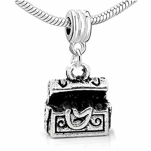 Treasure Chest 3d Dangle Charm European Bead Compatible for Most European Snake Chain Bracelet - Sexy Sparkles Fashion Jewelry - 1