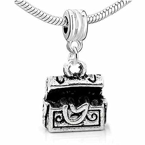 Treasure Chest 3d Dangle Charm European Bead Compatible for Most European Snake Chain Bracelet - Sexy Sparkles Fashion Jewelry - 1