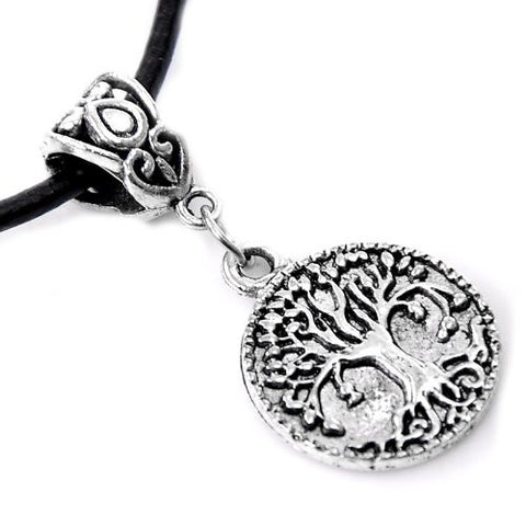 Cowhide Leather Pendent Necklace with Tree of Life (Locks with Lobster Clasp) 43cm Long - Sexy Sparkles Fashion Jewelry - 2