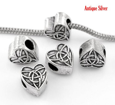Celtic Knot Triquetra Heart Charm Spacer European Bead Compatible for Most European Snake Chain Bracelet - Sexy Sparkles Fashion Jewelry - 2