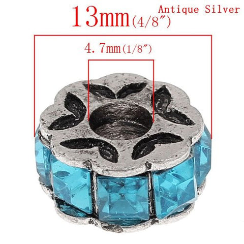 Aqua Flower Design Charm Beads for Snake Charm Charm Bracelet - Sexy Sparkles Fashion Jewelry - 3