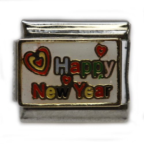 Happy New Year Italian Link Bracelet Charm