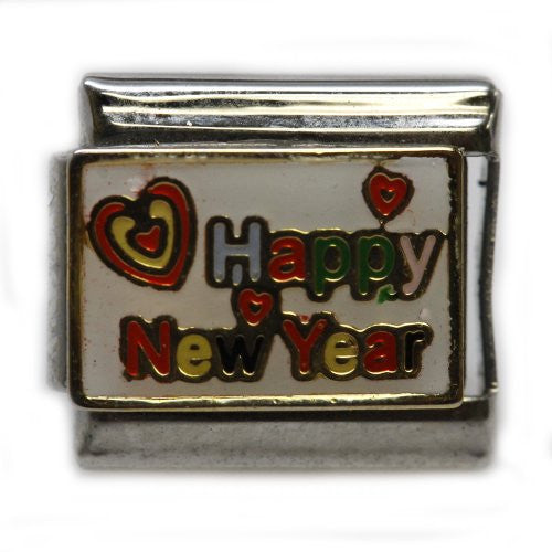 Happy New Year Italian Link Bracelet Charm - Sexy Sparkles Fashion Jewelry - 1