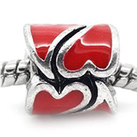Heart Pattern Bead European Bead Compatible for Most European Snake Chain Braceletss (Red) - Sexy Sparkles Fashion Jewelry - 1