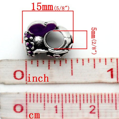 Purple Flower Fairy Charm European Bead Compatible for Most European Snake Chain Bracelet - Sexy Sparkles Fashion Jewelry - 3