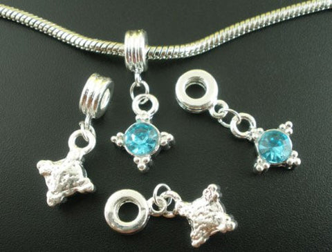 Turquoise  Rhinestone Dangle European Style For Snake Chain Charm Bracelet - Sexy Sparkles Fashion Jewelry - 3