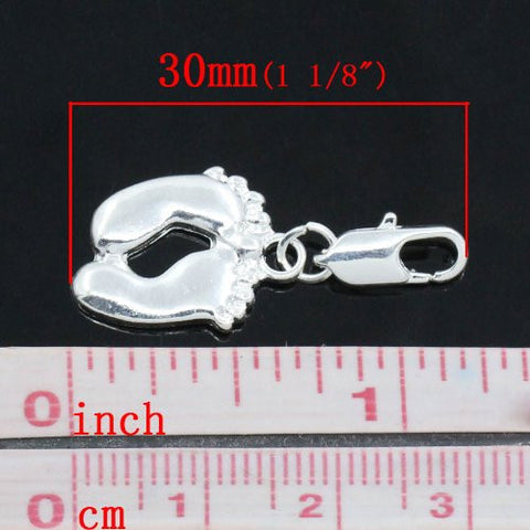 Clip on Footprint Charm Pendant for European Jewelry w/ Lobster Clasp - Sexy Sparkles Fashion Jewelry - 4