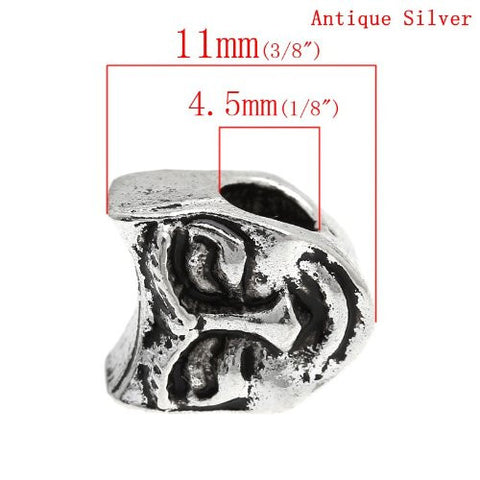 Theatre Drama Mask Bead Spacer For Snake Chain Charm Bracelet - Sexy Sparkles Fashion Jewelry - 3