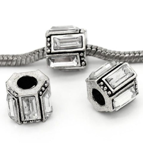 April Clear Birthstone Spacer Bead Charm for european snake chain charm Bracelet - Sexy Sparkles Fashion Jewelry - 2