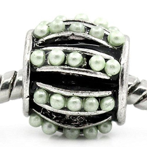 European Bead Silver Tone Spacer for Snake Chain Charm Bracelet (Cream) - Sexy Sparkles Fashion Jewelry - 1