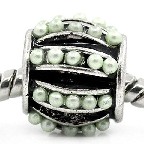 European Bead Silver Tone Spacer for Snake Chain Charm Bracelet (Cream) - Sexy Sparkles Fashion Jewelry - 1