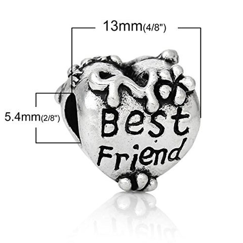 Family Heart Bead Compatible for Most European Snake Chain Bracelet (Best Friend) - Sexy Sparkles Fashion Jewelry - 3