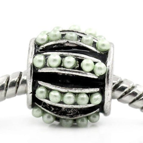 European Bead Silver Tone Spacer for Snake Chain Charm Bracelet (Cream) - Sexy Sparkles Fashion Jewelry - 4