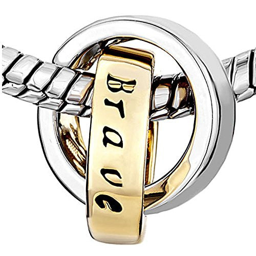 Interlinked Ring Two Tone Be Brave Charm Bead - Sexy Sparkles Fashion Jewelry - 1