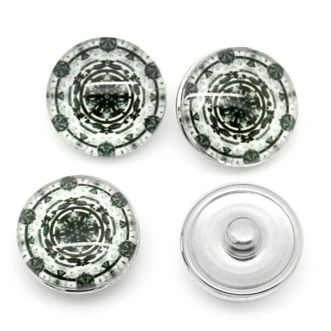 Snowflake Design Glass Chunk Charm Button Fits Chunk Bracelet 18mm for Noosa Style Bracelet - Sexy Sparkles Fashion Jewelry - 3