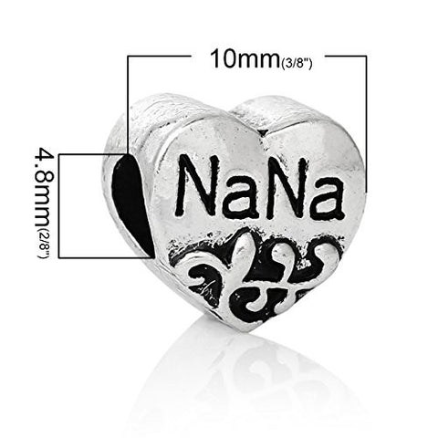 Family Heart Bead Compatible for Most European Snake Chain Bracelet (Nana) - Sexy Sparkles Fashion Jewelry - 3