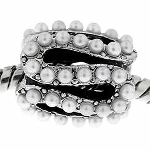 S Pattern Charm Bead with White Acrylic Balls For Snake Chain Bracelet