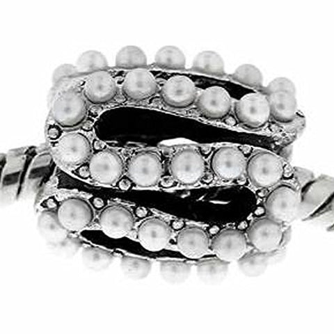 S Pattern Charm Bead with White Acrylic Balls For Snake Chain Bracelet - Sexy Sparkles Fashion Jewelry - 1