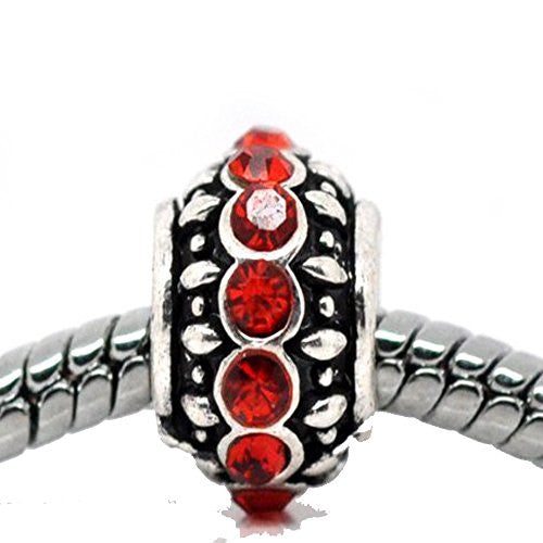 Birthstone Red July Charm European Bead Compatible for Most European Snake Chain Bracelet